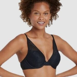 Auden Women’s Push-Up Plunge Coverage Underwire Bra - Black Lace - 34B